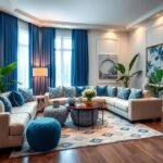 Blue and White Living Room