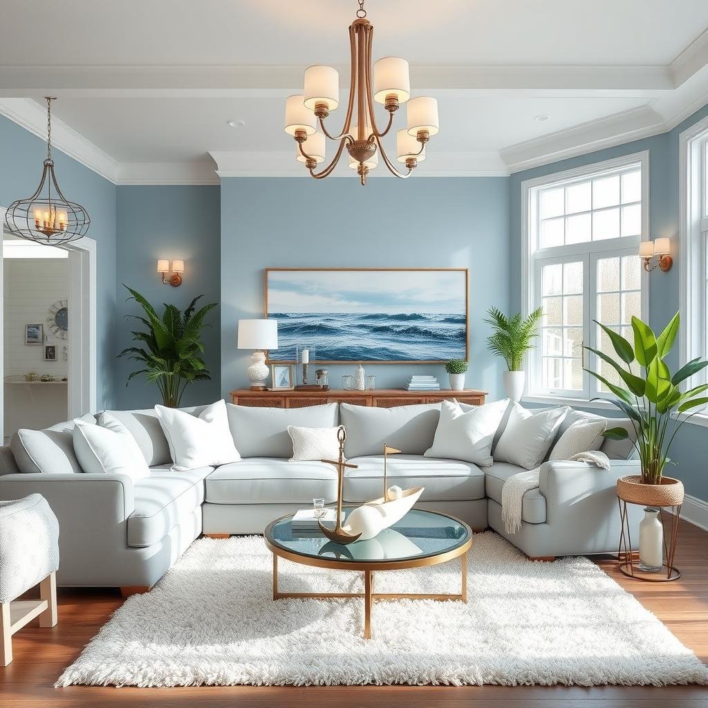 Powder Blue Living Room Design