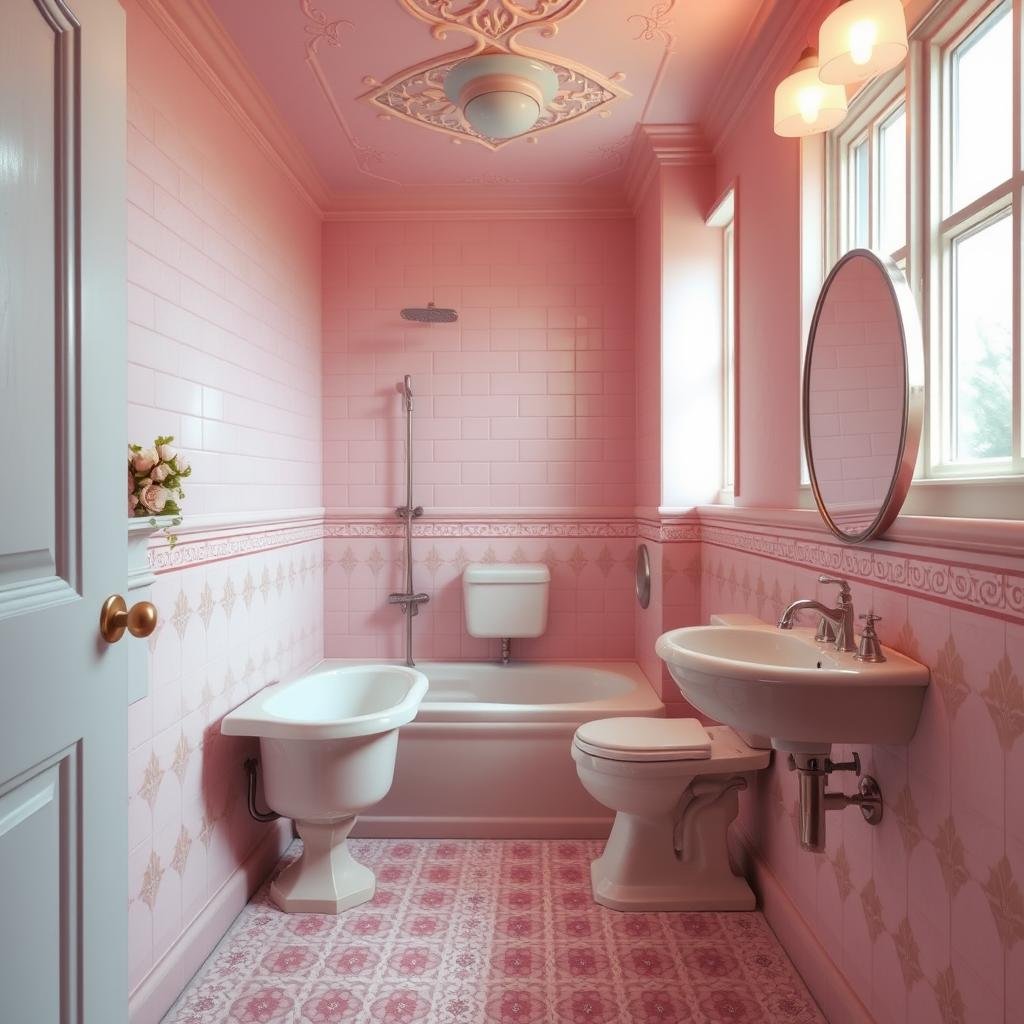 Vintage Pink Bathroom Tile Patterns Vintage Pink Bathroom Tile Patterns