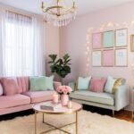 apartment living space soft pastel girly vibes