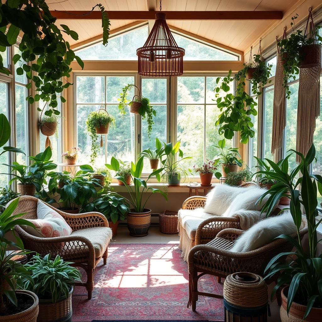 boho cozy sunroom ideas