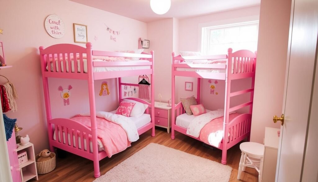 pink bunk beds for girls room
